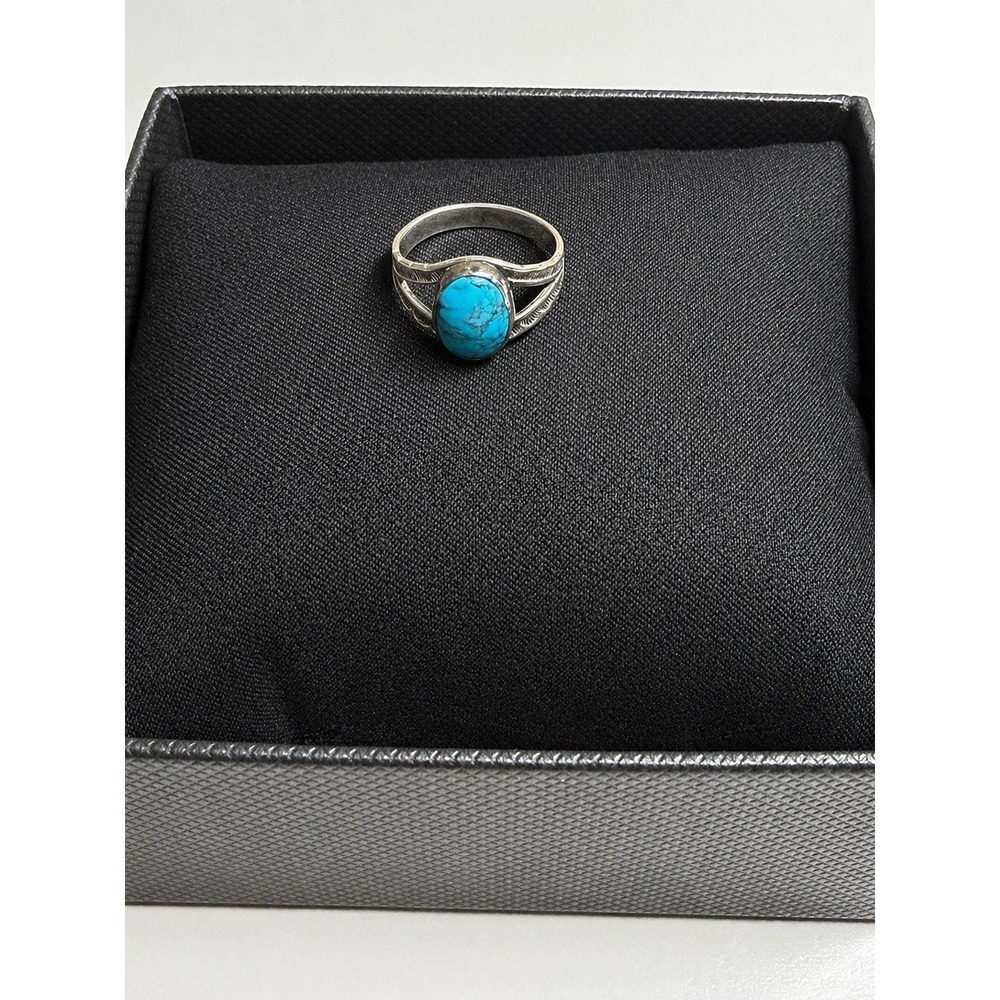 Antique Navajo Turquoise Ring Native American Sterling Oval Cabochon